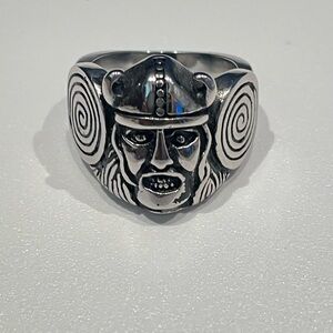 Silver Stainless Steel Viking Warrior Ring